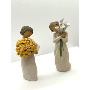 Willow Tree Good Cheer & Beautiful Wishes Figurines Susan Lordi Demdaco Set of 2